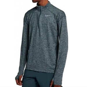 NIKE Men's Heathered Green Dry FIT Performance Quarter Zip Jacket